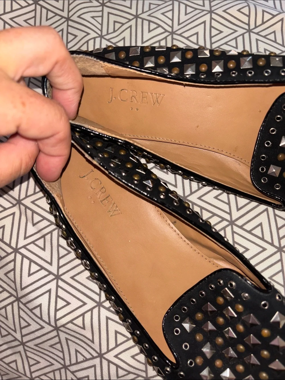 J. Crew Black Studded Suede Loafers with Mixed Metal Accents